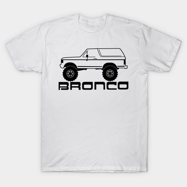 1987-1991 Ford Bronco, w Tires, Black Print T-Shirt by The OBS Apparel